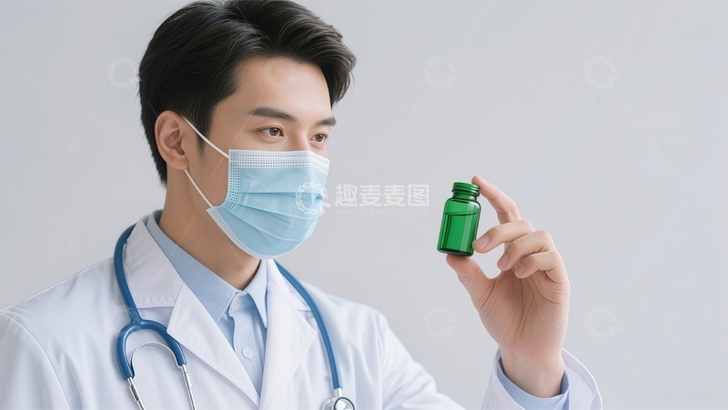 高清大图下载【趣麦麦图】医生展示药瓶场景