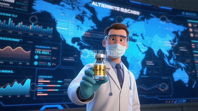 高清大图下载【趣麦麦图】-科技医疗动画医生展示疫苗