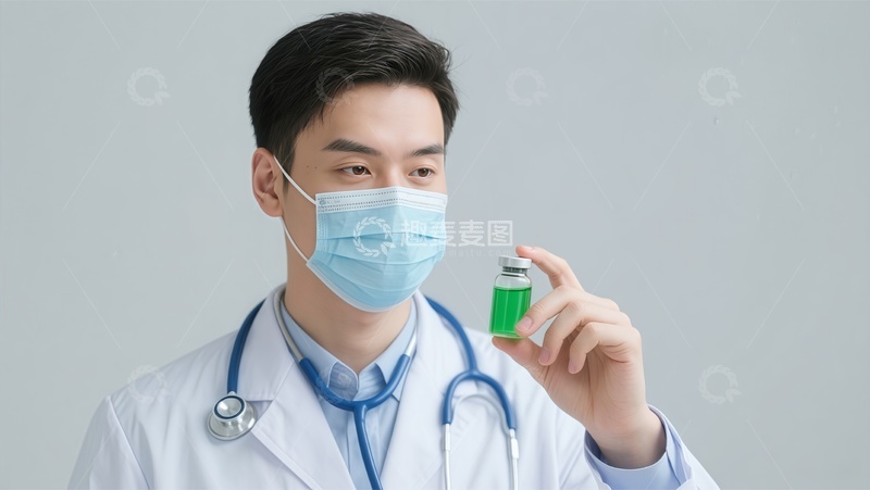 高清大图下载【趣麦麦图】医生展示疫苗图片医疗场景实验