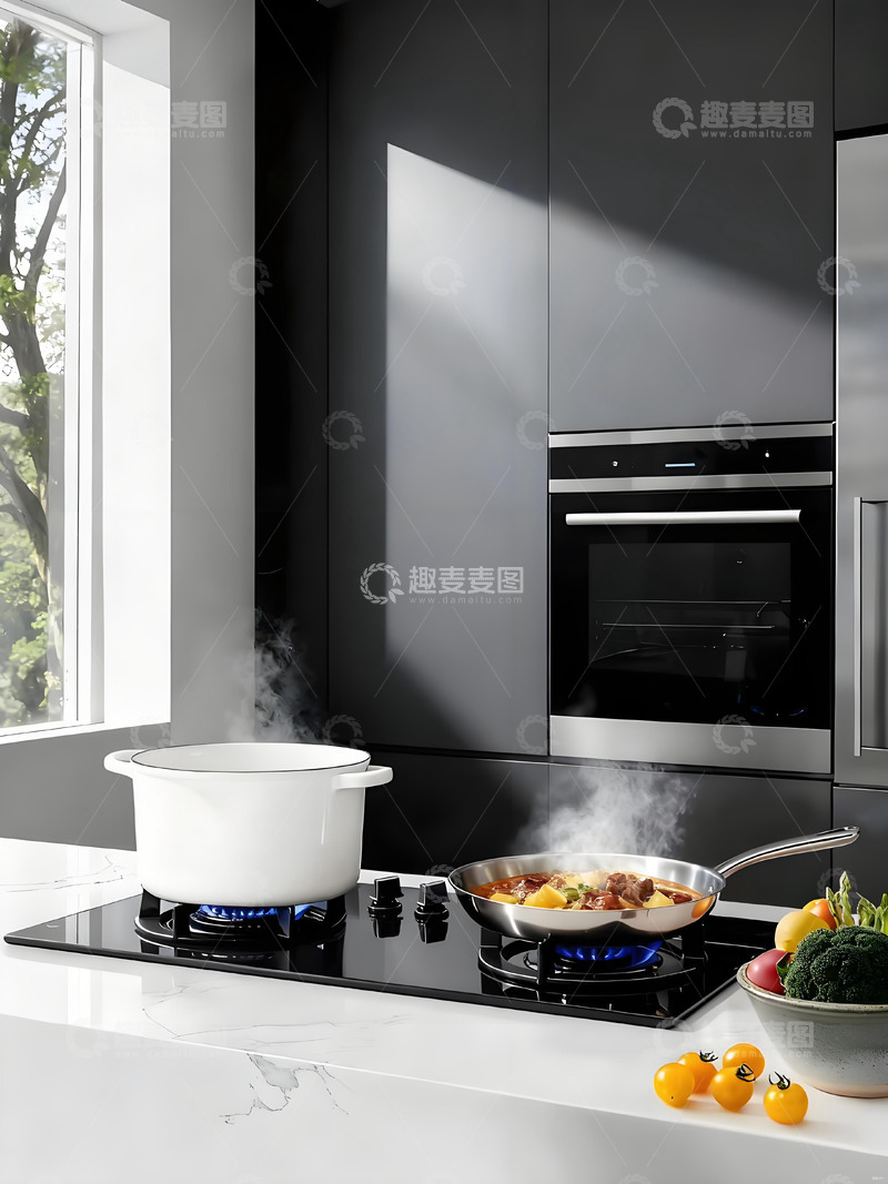 高清大图下载【趣麦麦图】现代厨房烹饪场景