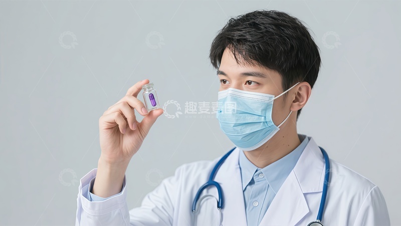 高清大图下载【趣麦麦图】医生佩戴口罩注射器