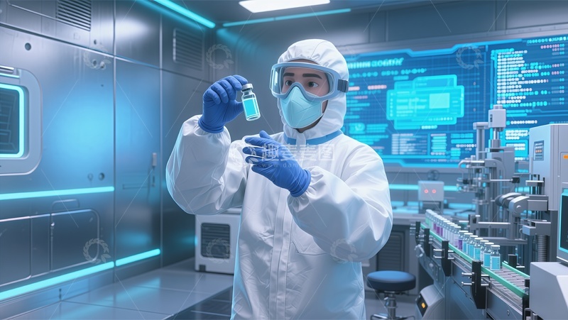 高清大图下载【趣麦麦图】科技感实验室研究员操作图