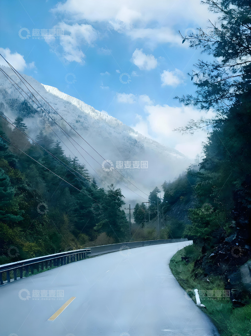 高清大图下载【趣麦麦图】山路云雾风景摄影