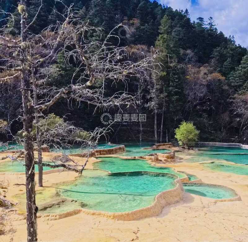 高清大图下载【趣麦麦图】黄龙钙华池风光