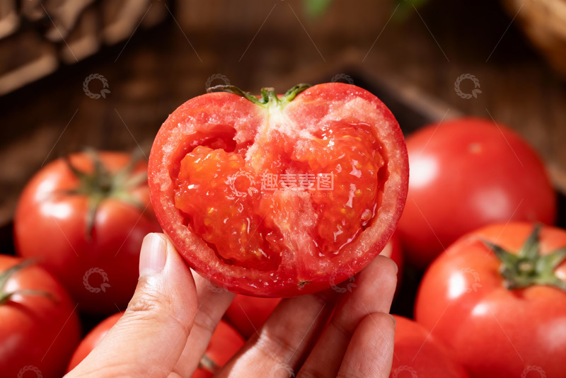 高清大图下载【趣麦麦图】手捧多汁红心番茄