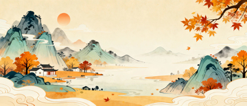 国风水墨秋天背景10