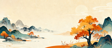 国风水墨秋天背景11