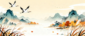 国风水墨秋天背景8