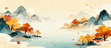 国风水墨秋天背景9