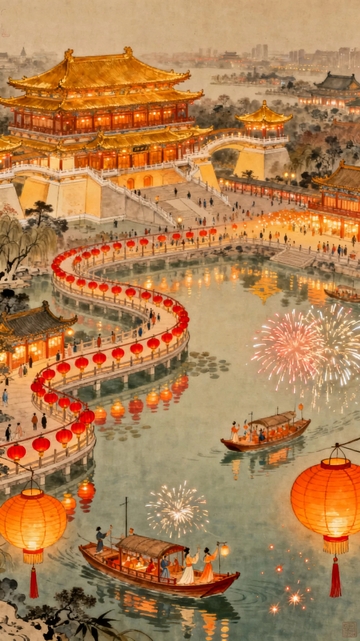 国画工笔画节日背景12