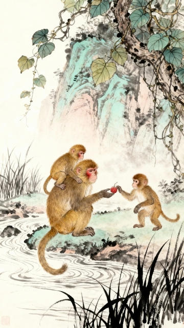 工笔画国画猴子7