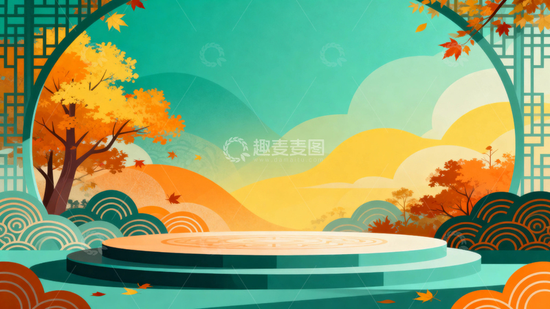 高清大图下载【趣麦麦图】绿色清新展台背景3