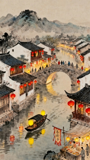 国画工笔画节日背景10