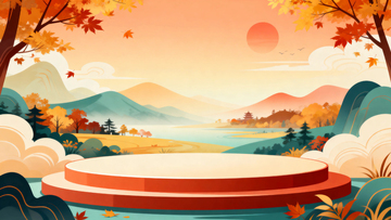 秋季节日促销展台背景3