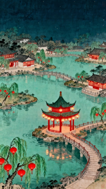 国画工笔画节日背景7