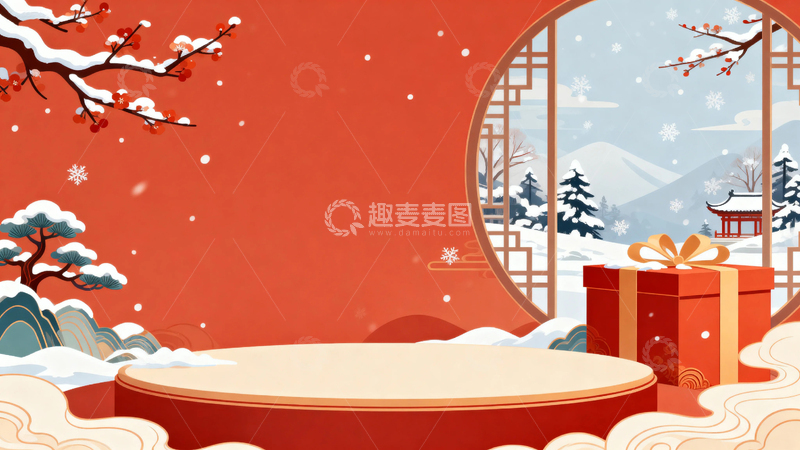 高清大图下载【趣麦麦图】冬季展台促销背景2