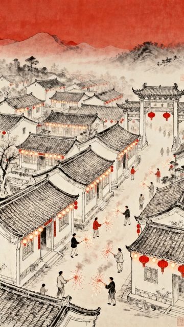 国画工笔画节日背景9