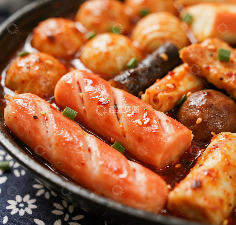 高清大图下载【趣麦麦图】香辣烤肠砂锅料理