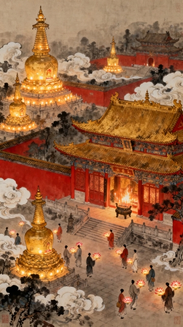 国画工笔画节日背景6