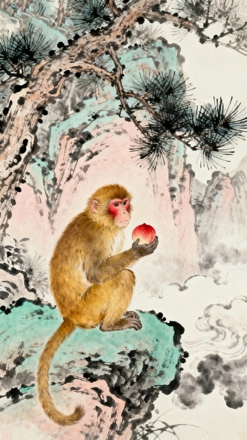 工笔画国画猴子8