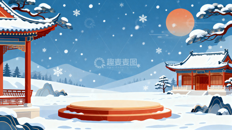 高清大图下载【趣麦麦图】冬季展台促销背景1