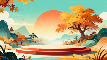 秋季节日促销展台背景1