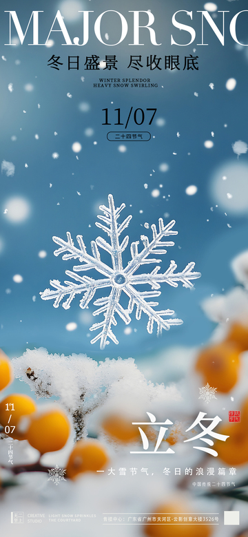 雪花立冬冬季海报设计