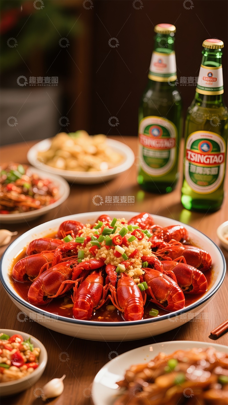 高清大图下载【趣麦麦图】美味龙虾啤酒大餐