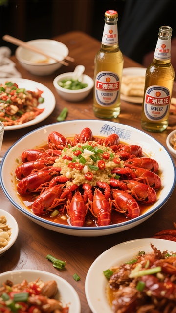 美食盛宴小龙虾啤酒相伴