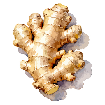 水彩风生姜手绘食材插画