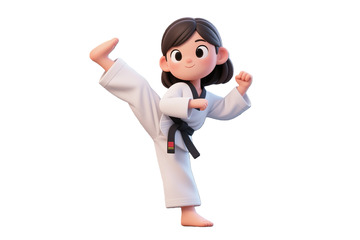 卡通女孩武术训练