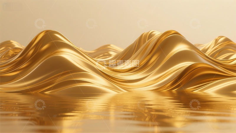 高清大图下载【趣麦麦图】金色波浪抽象艺术