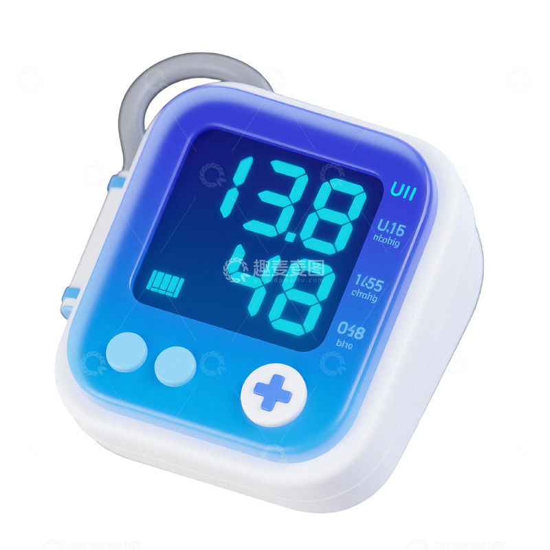 高清大图下载【趣麦麦图】电子血压计蓝色显示屏设计
