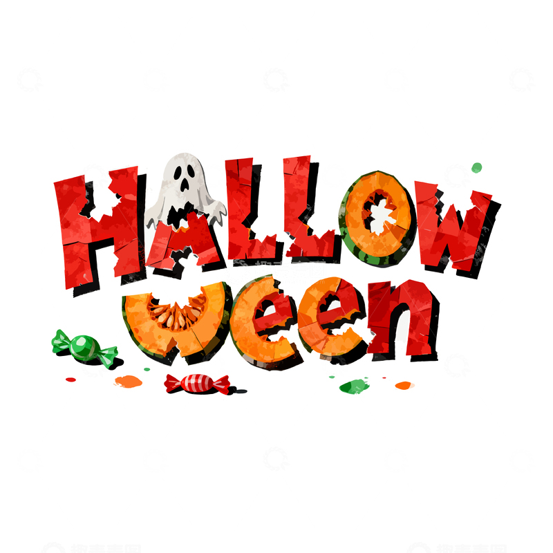 万圣节节日字体糖果图案