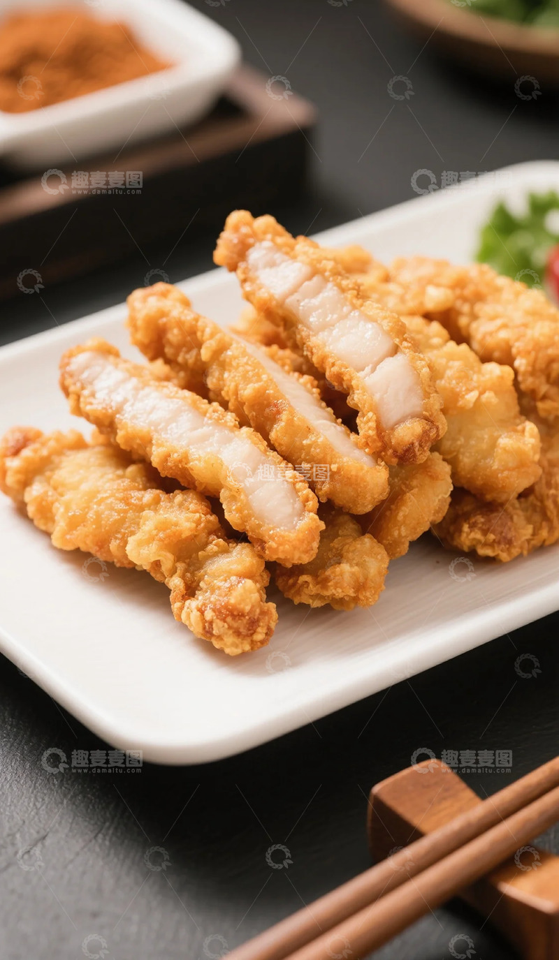 高清大图下载【趣麦麦图】金黄炸鸡美食摄影