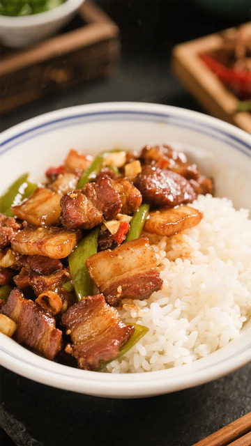 红烧肉盖饭美食特写