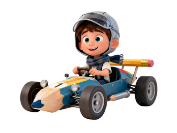 卡通可爱创意铅笔赛车