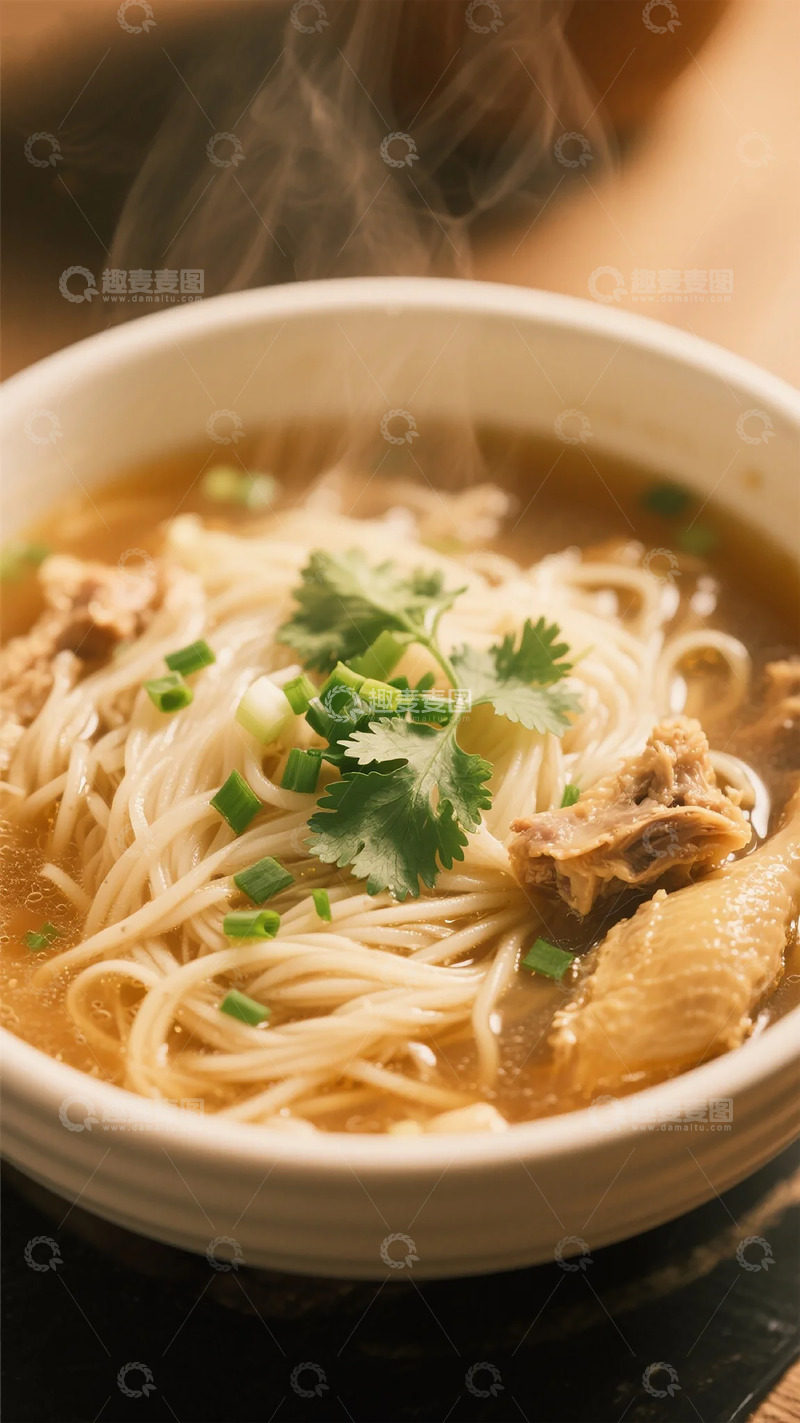 高清大图下载【趣麦麦图】热气腾腾鸡汤面美食摄影