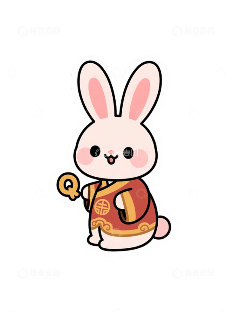 高清大图下载【趣麦麦图】可爱兔年吉祥卡通插画