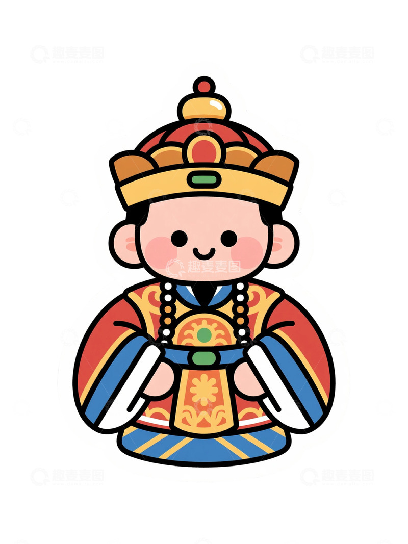 高清大图下载【趣麦麦图】卡通风格传统服饰人物插画