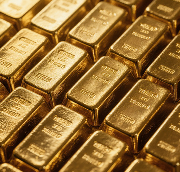 黄金条堆叠特写图片