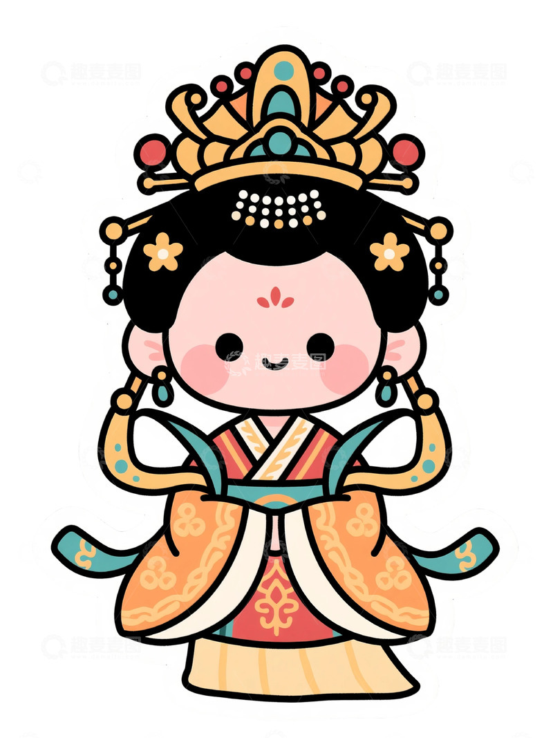 高清大图下载【趣麦麦图】卡通古装美女形象插画