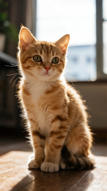 阳光下的橘猫特写