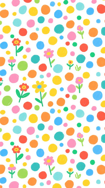 彩色圆点花朵卡通壁纸