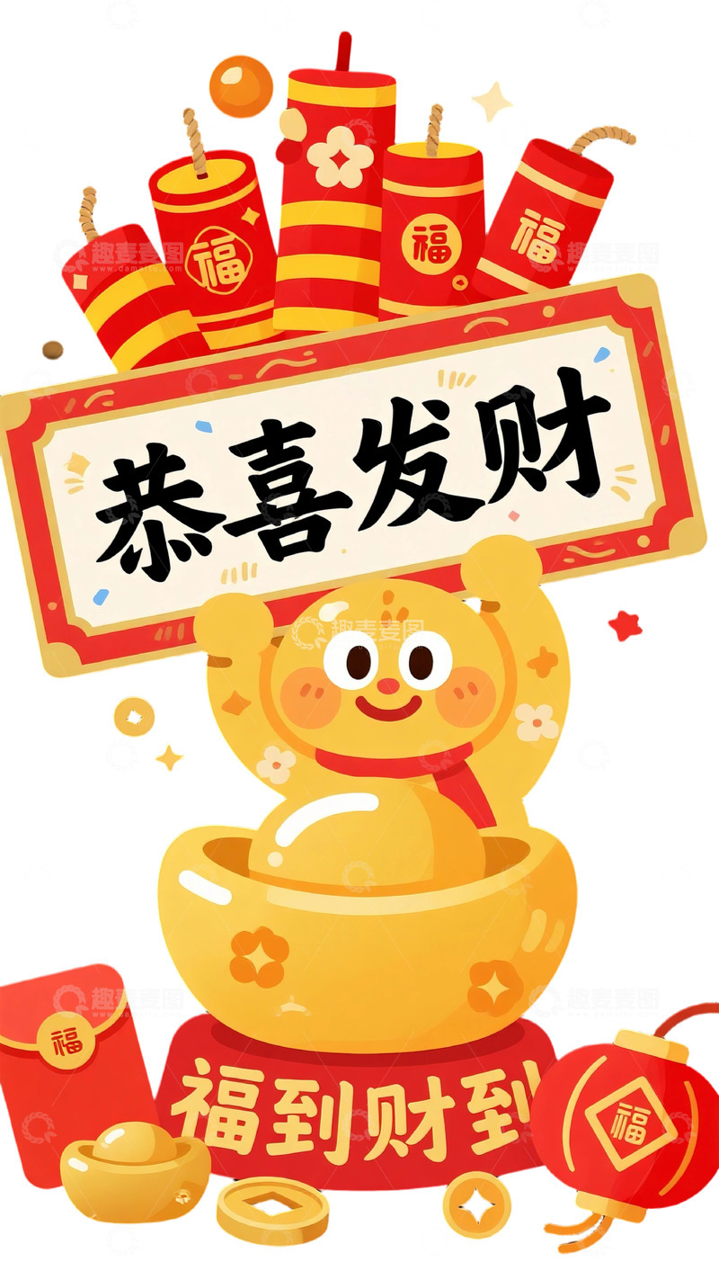 高清大图下载【趣麦麦图】新春贺岁喜庆插画