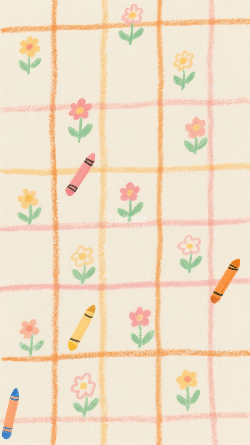 高清大图下载【趣麦麦图】卡通花朵格子背景设计
