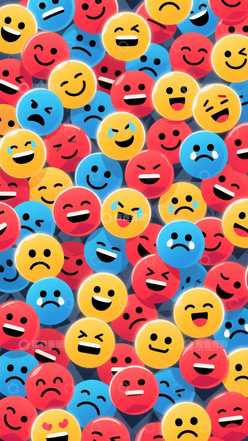 高清大图下载【趣麦麦图】-多彩表情符号背景设计