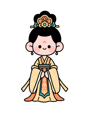 卡通古风仕女插画