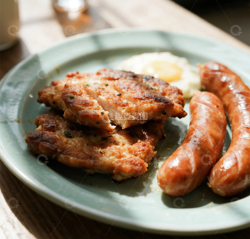 高清大图下载【趣麦麦图】早餐盘烤肉香肠