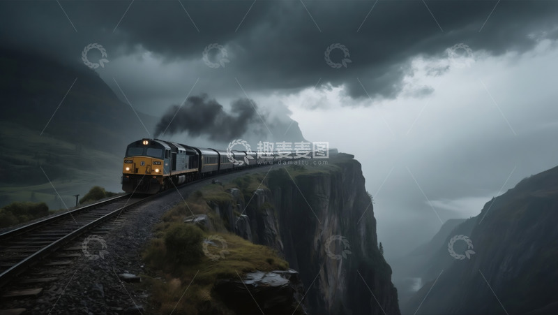 高清大图下载【趣麦麦图】火车悬崖风景摄影